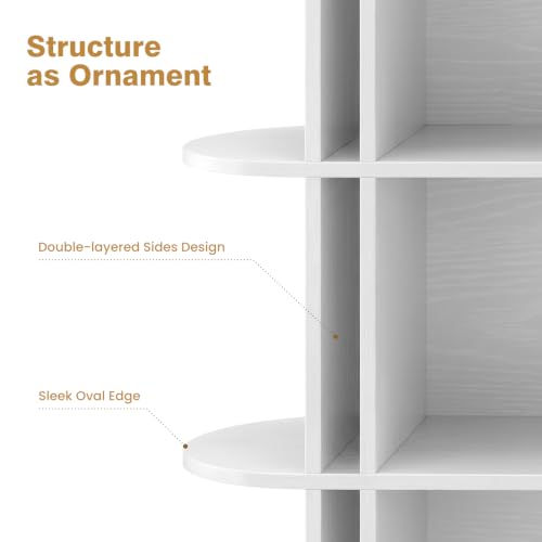 IOTXY White 3-Tier Oval Bookshelf - Curved Horizontal Bookcase, 12-Cubes - Image 5