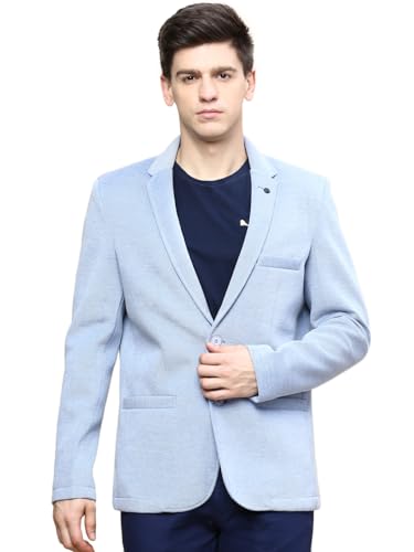 Image of SHOWOFFFF Men Solid Single Breasted Party Blazer | Notched Lapel Full Sleeves Cotton Blazer's for Mens | Slim Fit Regular Length Blazers for Men's