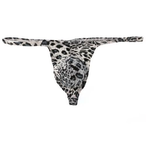 Leopard-Print Thong for Men, Low Rise,U Raised Pouch, Line Band T Pants, Trendy Men's Thong Underwear3