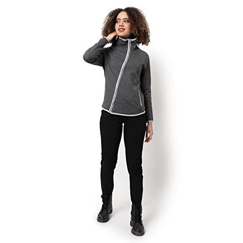 Image of Campus Sutra Women cotton Premium Zipper Hoodie-Grey