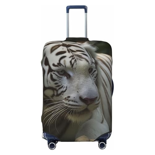 Elastic Travel Luggage Cover for Suitcase Tsa Approved Stretch Scratch-Resistant Suitcase Protector Cover Washable White Bengal Tiger Baggage Covers Fits 18-32 Inch Luggage Case