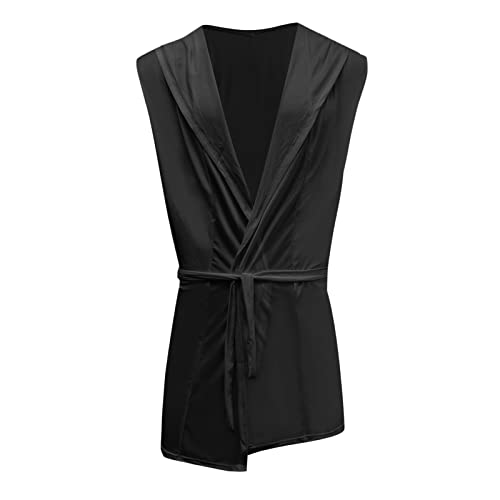 Men's Satin Robe Solid Sexy Silk Spa Sleeveless House Kimono Bathrobe Lightweight Comfy Sleepwear Casual Pajamas3