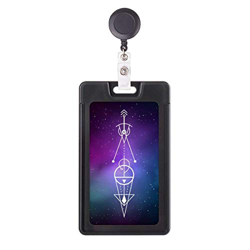 Porte-badge rétractable Alien triangle avec motif géométrique de totem de l'univers
