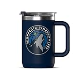 Hydrapeak x NBA Officially Licensed Minnesota Timberwolves 18oz Insulated Coffee Mug with Flip Lid and Handle for Travel, Cold/Hot, Stainless Steel Coffee Cup, BPA-Free Double Walled, Tea Mug