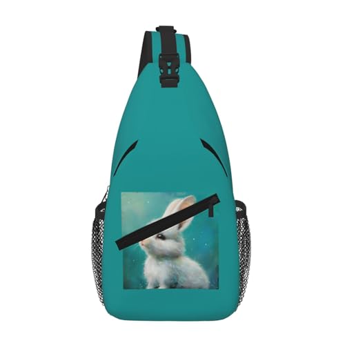 NBAGHPQ Bonito bolso cruzado con estampado de conejo blanco para hombres y mujeres, para viajes, uso diario, a la moda, mochila de hombro cruzada