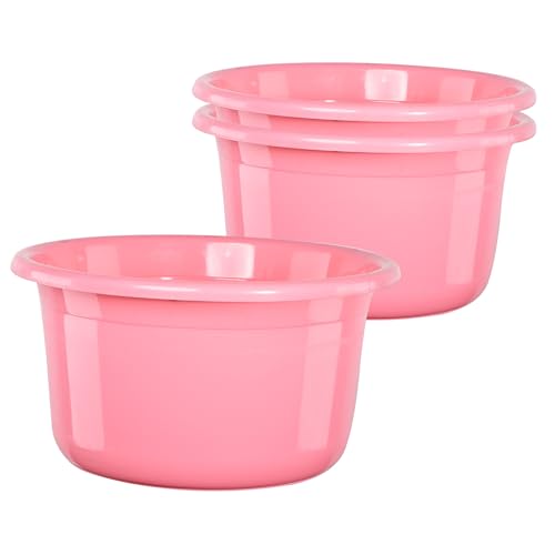 Image of Kuber Industries 3 Pcs Bath Tub 25 Ltr Plastic For Home, Washroom & Kitchen | Lightweight & Multipurpose Washing Tub - Suitable For Laundry And Cleaning | Pink