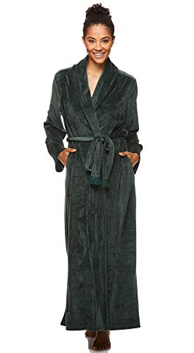 Tahari Womens Long Velour Soft Pajama Lounge Robe Bathrobe Forever Green X-Large