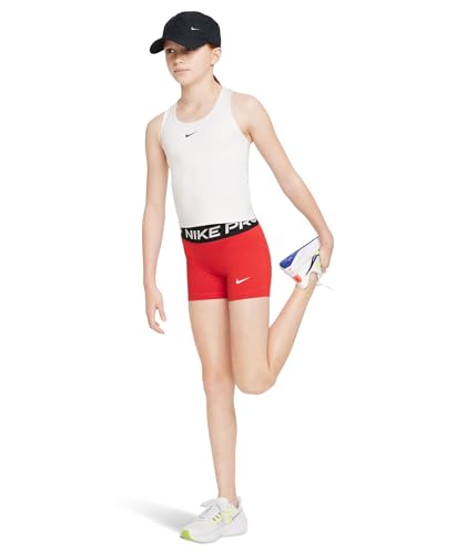 Image of Nike Girls Pro Shorts (Little Kid /Big Kid) University Red /White XS Little Kid