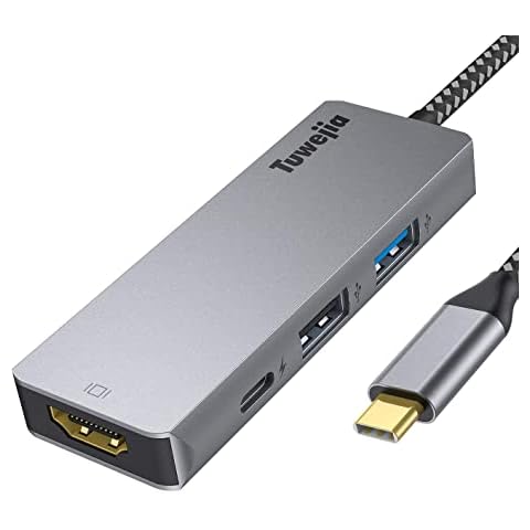 USB C Hub Adapter Tuwejia Type C 4in1 Hub HDMI Adapter 4K HDMI Multiport Connector 100W PD Charger 2 USB 3.0 Hub HDMI Video Output Compatible with MacBook Pro 2020/2019/2018 iMac XPS Nintendo Switch Cover