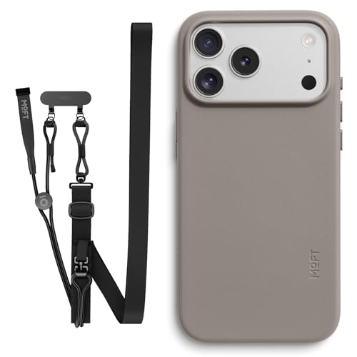 MOFT MOVAS Snap Case for iPhone 17 Pro Max Taupe & Adjustable Phone Lanyard