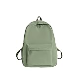 Mochila grande à prova d’água de náilon para universitários – Mochila escolar casual lisa para notebook (002-Verde)