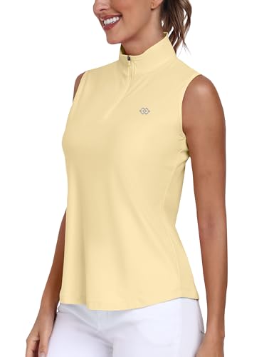 AIRIKE Sleeveless Golf Shirts for Women UPF 50+ Quarter Zip Quick Dry Tennis Workout Tank Tops