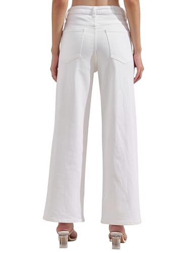 Image of Tokyo Talkies Women's Mid Rise Straight fit Wide Leg Trousers|Work Wear|Side Pockets