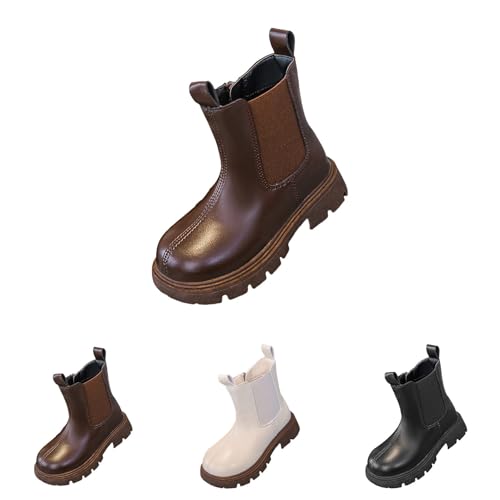 Girls Combat Dress Boots Non-𝐒lip Side Zipper Plain Fashion Riding Boots Birthday Party Princess Dress Shoes