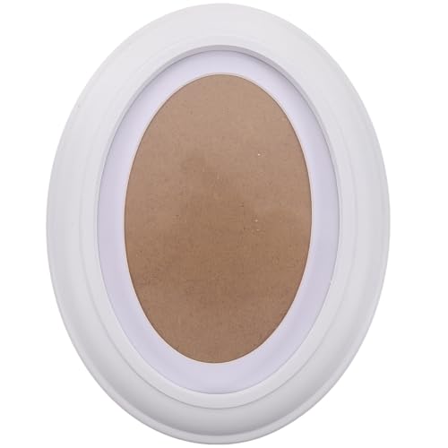 Wooden Oval Picture Frame 8x6 Inch,Thick Edge Vintage Photo Frames With Seamless Nails Tabletop Display Wall Hanging Photo Décor for Home Office Living Room White