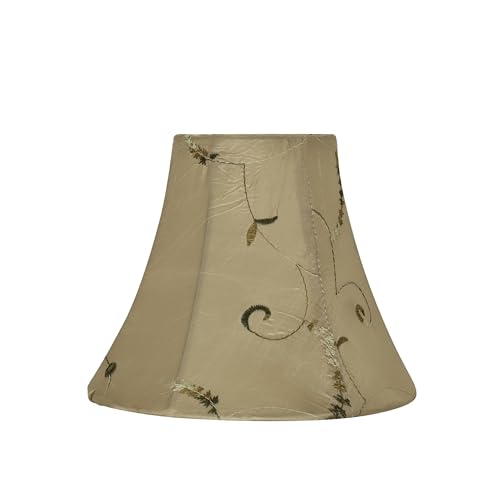 Image of Aspen Creative 30009 Small Bell Shape Chandelier Clip-On Lamp Shade, Gold, 3 inch Top x 6 inch Bottom x 5 inch Slant