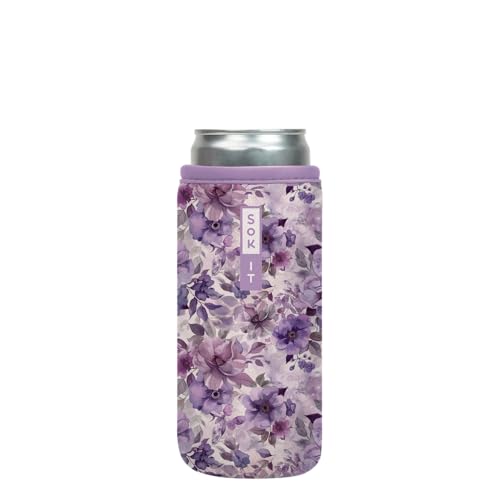 Sok It CanSok Sleeve for Beer & Soda Insulated Neoprene Cover (Lilac Meadows, 12oz Slim Can Sleeve)