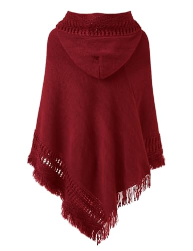 Ferand Ladies' Hooded Cape with Fringed Hem, Crochet Poncho Knitting Patterns for Women2