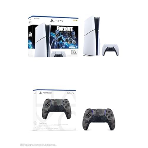 PS5 Console - Fortnite Cobalt Star Disc Edition + PlayStation DualSense® Wireless Controller - Gray Camouflage Bundle