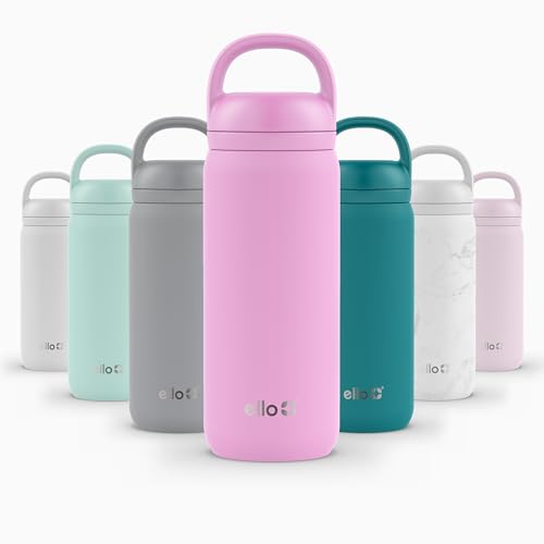 Image of Ello Cooper Twist 18oz Kids Stainless Steel Water Bottle with Chug Lid | Leak Proof Double Wall Vacuum Insulated | Fits Car Cupholder | Built in Carry Loop | Dishwasher Safe | Bubblegum Pink