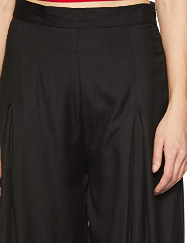 Image of Miss Chase Women's Navy Blue Solid Knee Length Relaxed Culottes