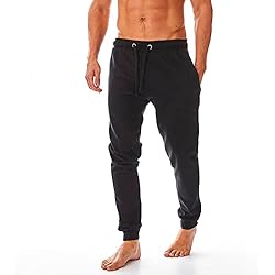 Iron Mountain IMPNT206 Pantalón de chándal ecológico para hombre con hilo reciclado, parte inferior de chándal con puños, Negro, 2XL