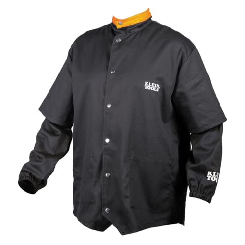 FR Welding Jacket with Removable Sleeves, Flame-Resistant Cotton, Short-Sleeve, Black