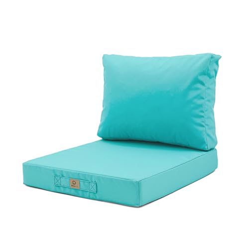 Cojines para salón de jardín desmontables – Cojines exteriores – 60 x 70 cm – Cojín de repuesto para sillón, banco y silla de exterior – Impermeable y cómodo – Azul Caribe