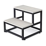 LIANTRAL Marchepied à 2 marches pour Adultes et Enfants, en Acier Robuste et en Bois Robu...