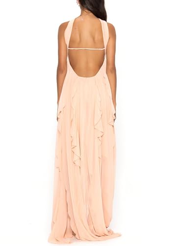Image of Women Y2k Backless Long Dress Halter Tie Neck Maxi Dress Flowy Beach Sundress Summer Streetwear