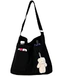 HAN-LBG Canvas Tote Bag with Zip, Women's Hobo Bags with Pockets, Ladies Casual Crossbody Bag Canvas Beach Bags for Daily School Work
