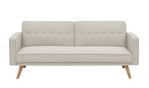Eafurn Convertible Futon Sofa Bed, Modern Linen Split-Back Folding Sleeper Couches With Adjustable Backrest, Armrest, Wooden Frame & Leg Tufted Sofa & Couches For Living Room,Apartment, Beige #TOP25