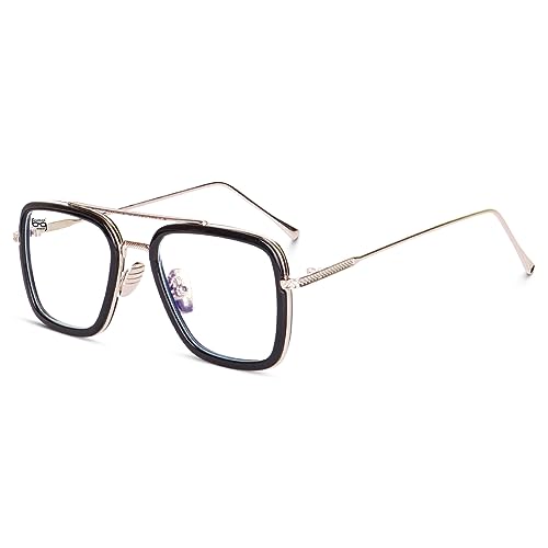 Image of UV Protection | blue light block glasses for computer | anti Glare | Iron man | Tony stark | Spectacle frame for Men & Women | Metal frame with clear glass