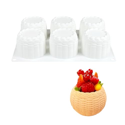 MLWSKERTY Moldes De Silicona Reutilizables con Forma Cesta Trenzada 6 Cavidades para Mousses Pasteles Velas Chocolate Herramienta Cocina Práctica Moldes Silicona para Manualidades