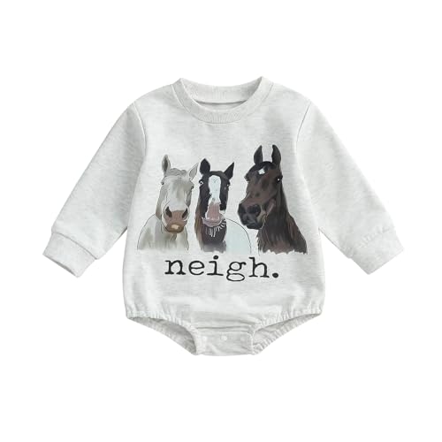Image of Ursobutegl Newborn Baby Boys Romper Sweatshirt Western Country Farm Long Sleeve Bubble Bodysuit Jumpsuit Fall Winter Clothes