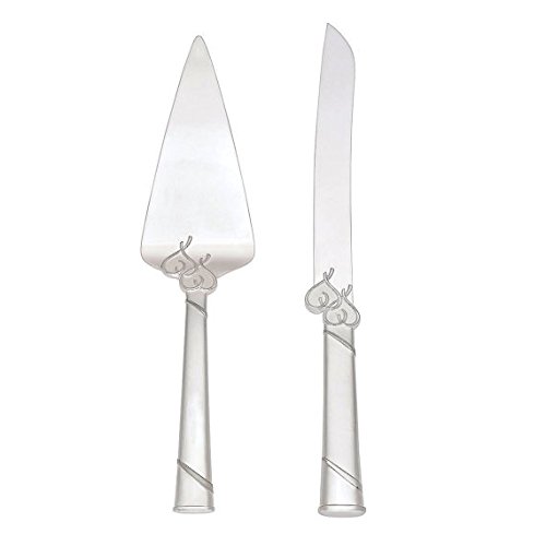 Personalized Locked In Love Double Heart Wedding Cake Knife & Server Engraved Free - Thumbnail 3