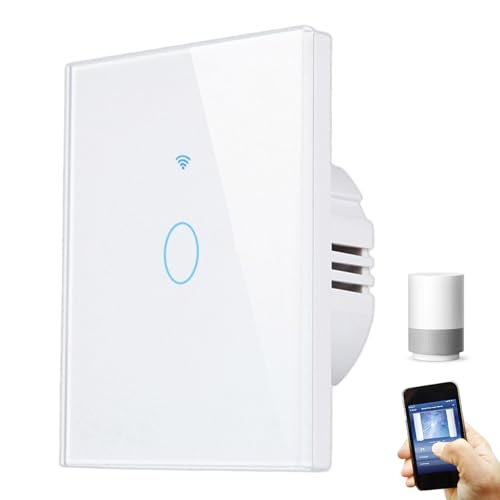 Interruttore della luce WiFi, interruttore touch da incasso con memoria dopo lo spegnimento, interruttore della luce touch, compatibile con Alexa/Google Home/Smart Life/Tuya, 1 scomparto e 1 via
