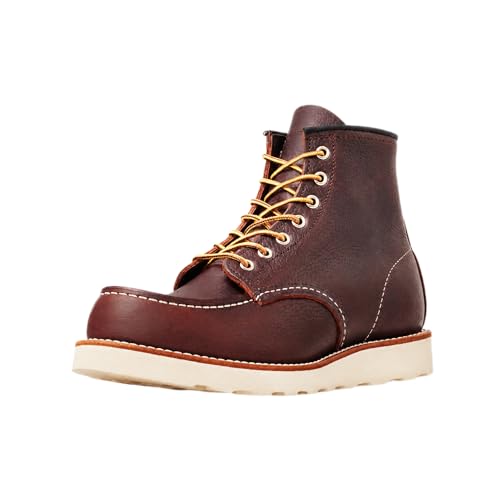 Red Wing Shoes Heritage Classic Moc #8138 Men's 6-Inch Boot, Full Grain Waxed Leather, Traction Tred Wedge Sole, Briar, 8 Medium (D)