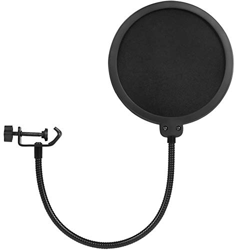 Microphone Pop Filter/amortiguador de aire para micrófono de estudio/soporte giratorio de 360u00ba y brazo flexible/Metal/negro