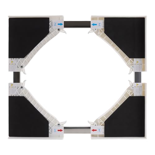 KEILEOHO Universal Verbindungsrahmen Set, 50-70cm Verstellbar Verbindungsrahmen mit Ratschenseil, Universal Zwischenbaurahmen Weiß für Waschmaschine und Wäschetrockner