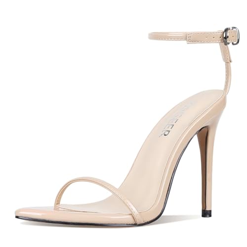 Image of Women's Stiletto High Heeled Sandals Sexy Strappy Open Toe Black Red Heels Wedding Party Evening Prom Dance Dressy Shoes