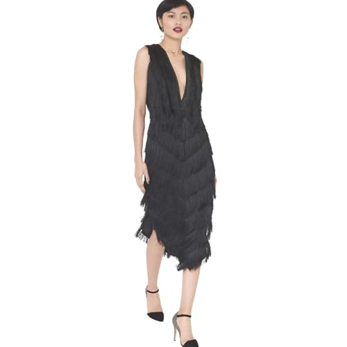 Goddiva Lavish Alice The Black Fringed Lace Midi Dress 10