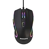 PHILIPS Wired PC Gaming Mouse RGB Spectrum Backlit Ergonomic Mouse, Programmable Buttons Up to 6400 Adjustable DPI Optical USB Computer Mice for Windows PC Gamers