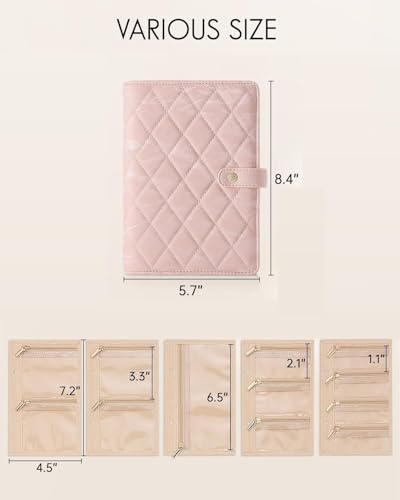 Image of Dangfly Travel Jewelry Organizer Book - Waterproof Leather Foldable Case with Adjustable Ring Binder & Transparent Pouches for Necklaces, Earrings, Bracelets, Rings - Gift for Women (1Pcs)