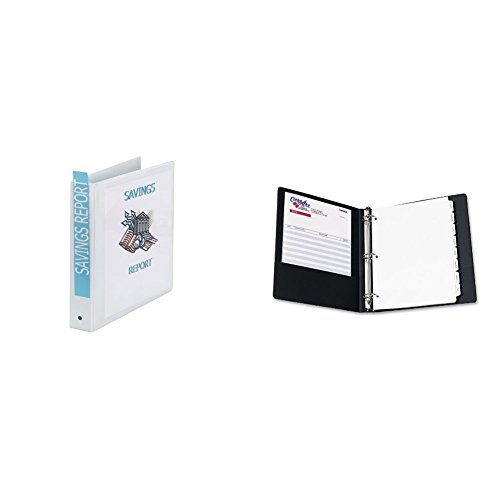 Avery Economy View Binder with 1.5 Inch Round Ring, White, 1 Binder (5726) and Avery Economy View Binder, with 1.5 Inch Round Ring, Black, (5725)