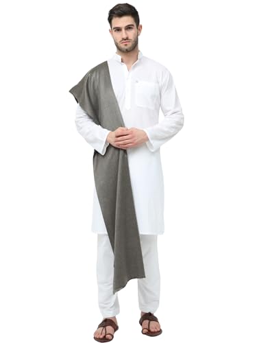 Image of Arvore Bunkaar Dhariwal Men's Plain Faux Cashmilon Woolen Shawl /Lohi (Grey, 45 inchx100 inch)