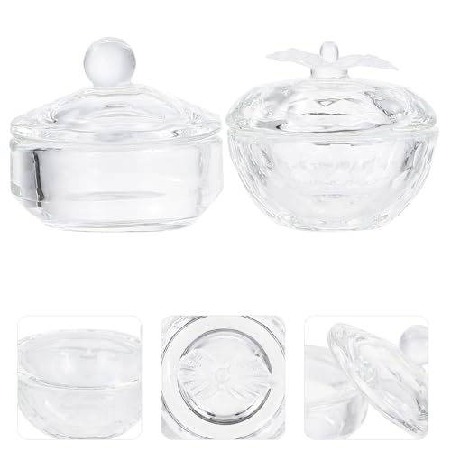 6 piezas de vasos de cristal para arte de uñas con tapa miniatura 7