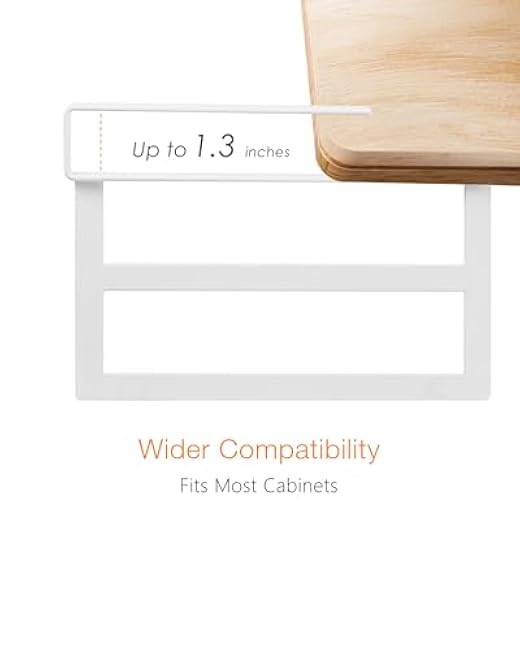 Under Shelf Storage Basket Expandable Organizer, 2 Pack Hanging Baskets Under Cabinet Shelf, Add-on Space Saver Pantry Kitchen Cupboard Desk Counter Bookshelf, Heavy-Duty Slide-in White