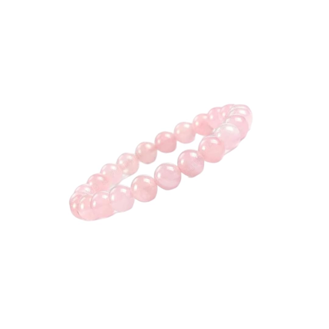 KSJ - Rose Quartz Bracelet 8MM | 24 Beads Bracelet For Mne & Women | Young & Forever Gift Natural Reiki Feng Shui Healing | Crystal Gem Stone Bracelet