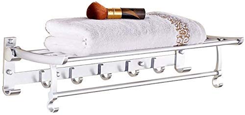 Porte-serviettes pliable en aluminium et support de rangement mural pour salle de bain